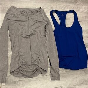 Athleta Gray Long Sleeve Top and Royal Blue Tank Bundle